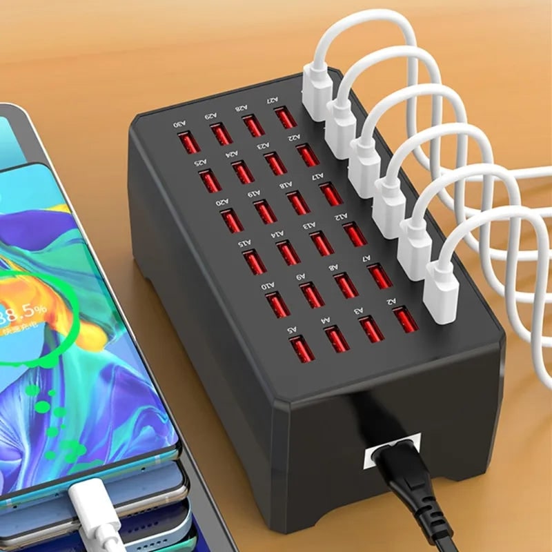 30-Port USB Charging Station – 150W Multi-Device Charger with Cooling