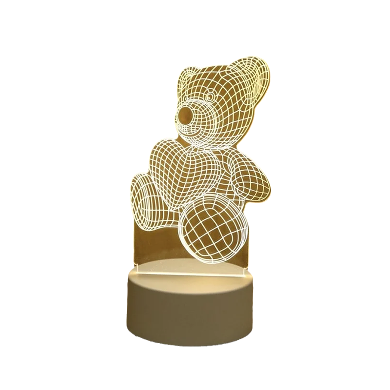 3D LED Night Lamp – USB Illusion Light with Three Color Modes, Multiple Designs