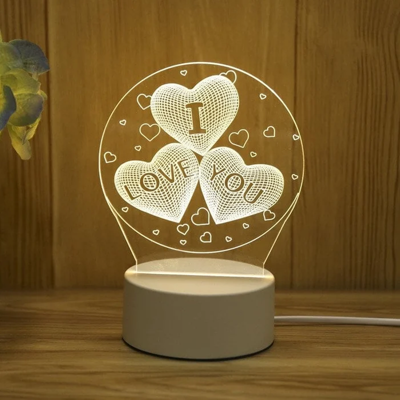 3D LED Night Lamp – USB Illusion Light with Three Color Modes, Multiple Designs