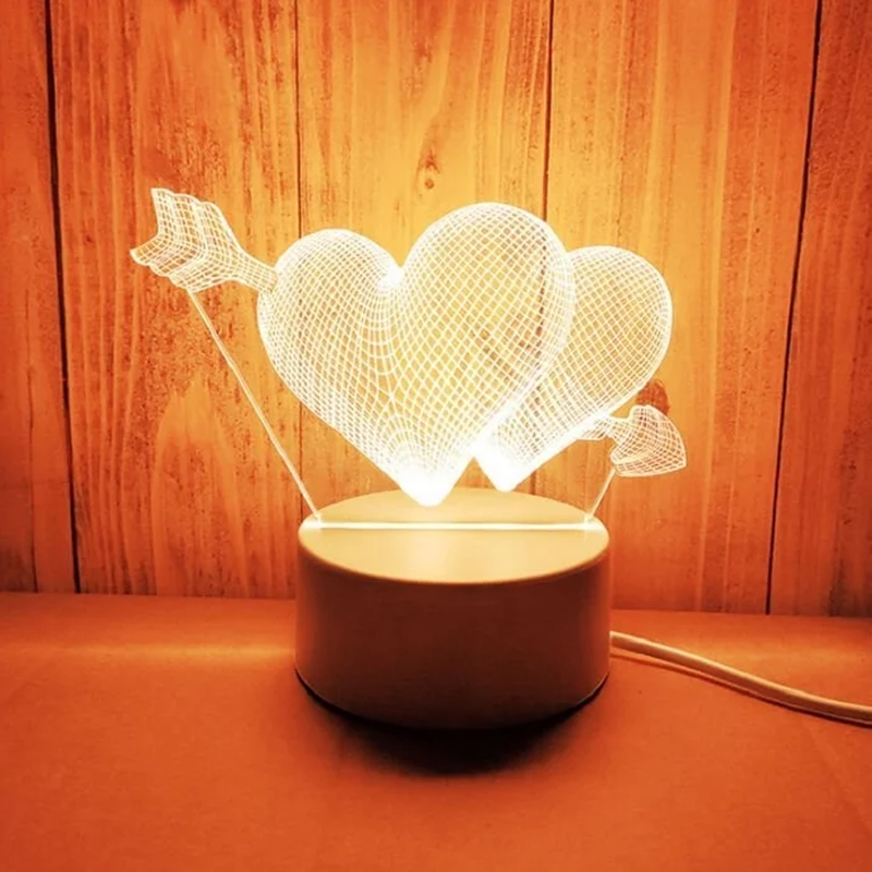 3D LED Night Lamp – USB Illusion Light with Three Color Modes, Multiple Designs