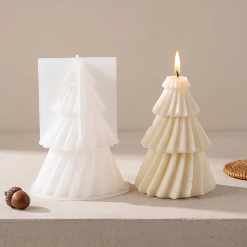 3D Pine Tree Candle Mould – Geometric Silicone Mould for Candles, Soap & Resin