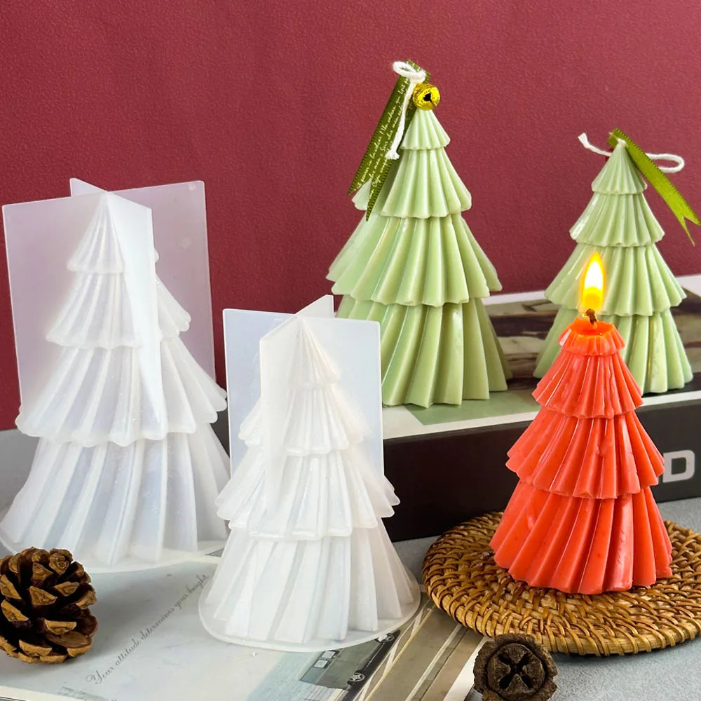 3D Pine Tree Candle Mould – Geometric Silicone Mould for Candles, Soap & Resin