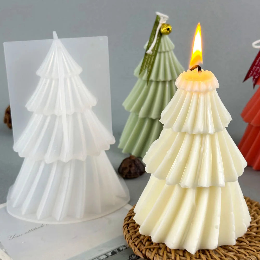 3D Pine Tree Candle Mould – Geometric Silicone Mould for Candles, Soap & Resin