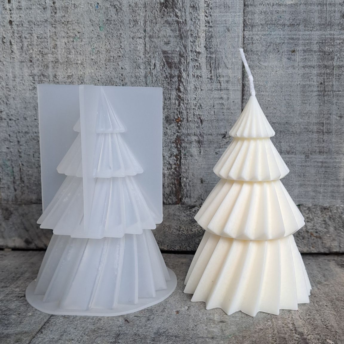 3D Pine Tree Candle Mould – Geometric Silicone Mould for Candles, Soap & Resin