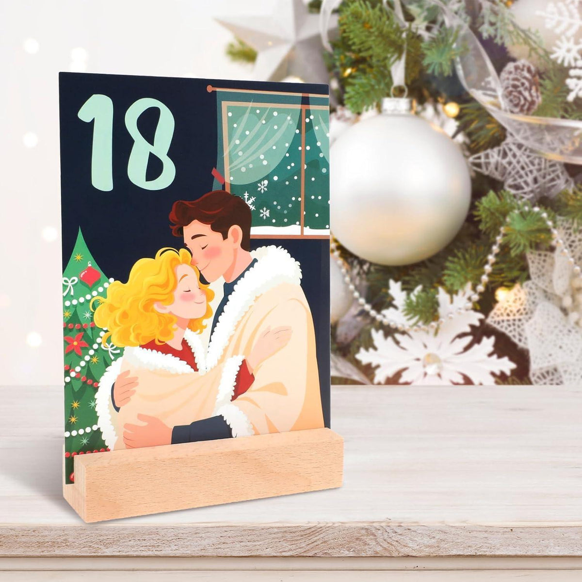 Advent Calendar for Couples 2026 – 24 Task Cards with Wood Stand, Clips & Jute Twine