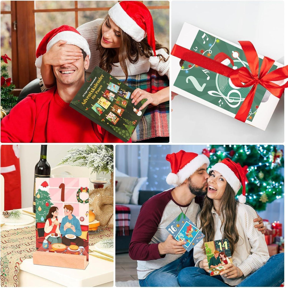 Advent Calendar for Couples 2026 – 24 Task Cards with Wood Stand, Clips & Jute Twine