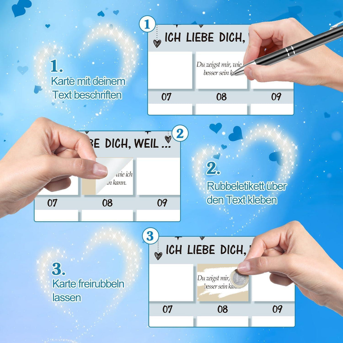 Advent Calendar for Couples – Fill-Your-Own DIY Scratch-Off Card, 24 Days, Silver Stickers