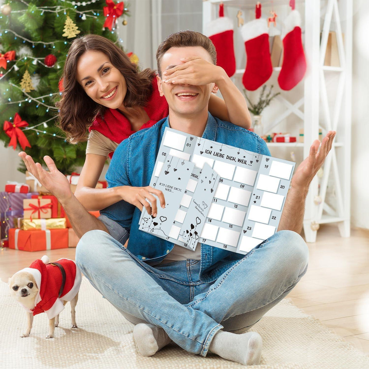 Advent Calendar for Couples – Fill-Your-Own DIY Scratch-Off Card, 24 Days, Silver Stickers