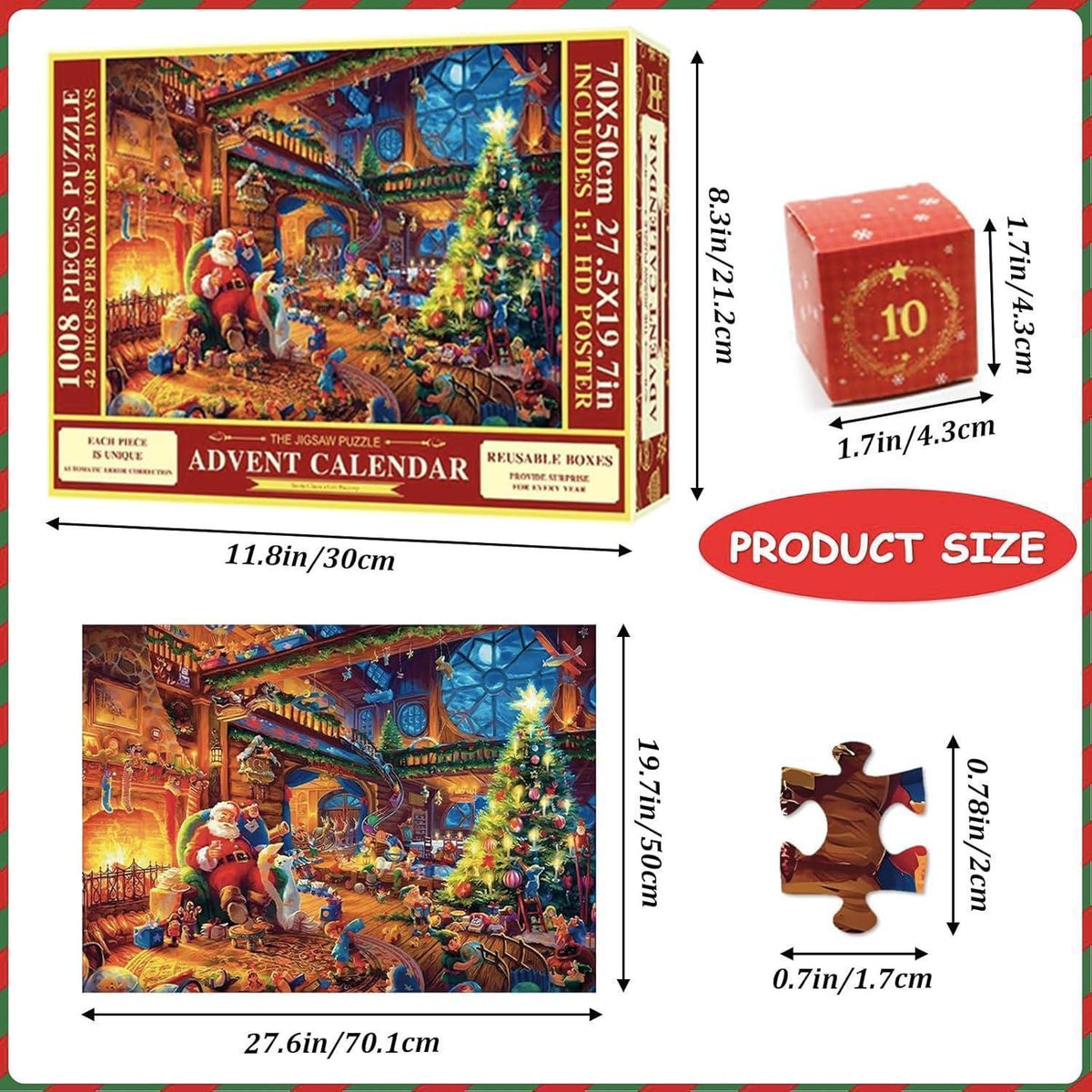 Advent Calendar Puzzle 2026 – 1008-Piece Christmas Jigsaw, 24 Boxes of 42 Pieces, Kids & Adults