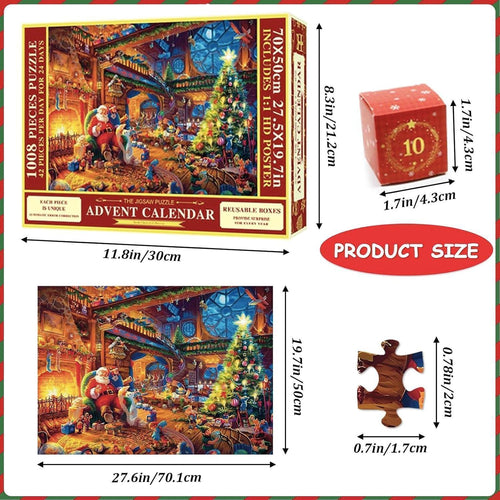 Advent Calendar Puzzle 2026 – 1008-Piece Christmas Jigsaw, 24 Boxes of 42 Pieces, Kids & Adults