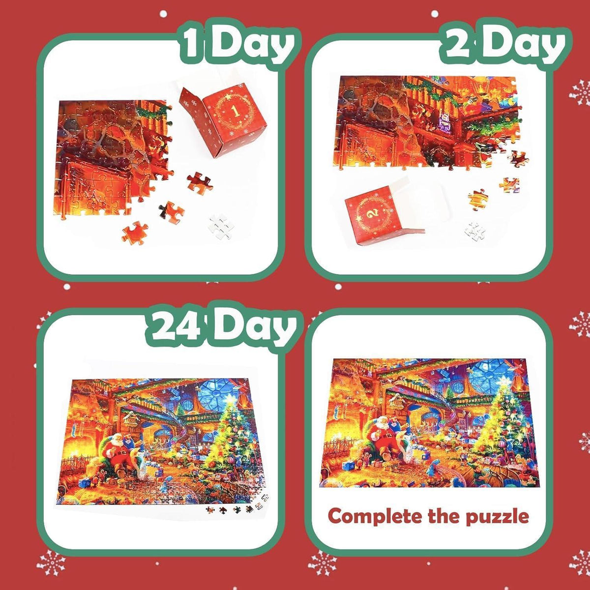 Advent Calendar Puzzle 2026 – 1008-Piece Christmas Jigsaw, 24 Boxes of 42 Pieces, Kids & Adults