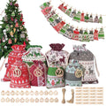 Advent Calendar to Fill 2026 – 24 Fabric Pouches, Reusable Set with Number Stickers, Clips & Twine