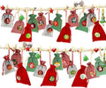 Advent Calendar to Fill – 24 XXL Fabric Bags, Reusable Set with Numbers, Clips & 13 ft Cord