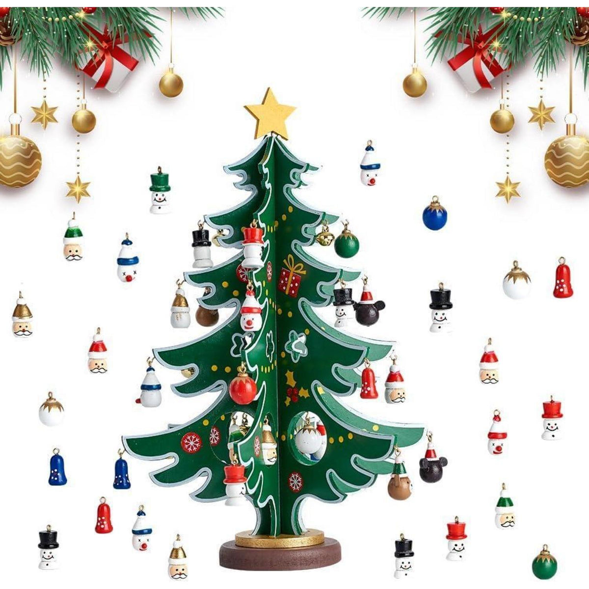 Advent Calendar with Mini Christmas Tree – 24-Day DIY Countdown with 30 Hand-Painted Ornaments for Kids