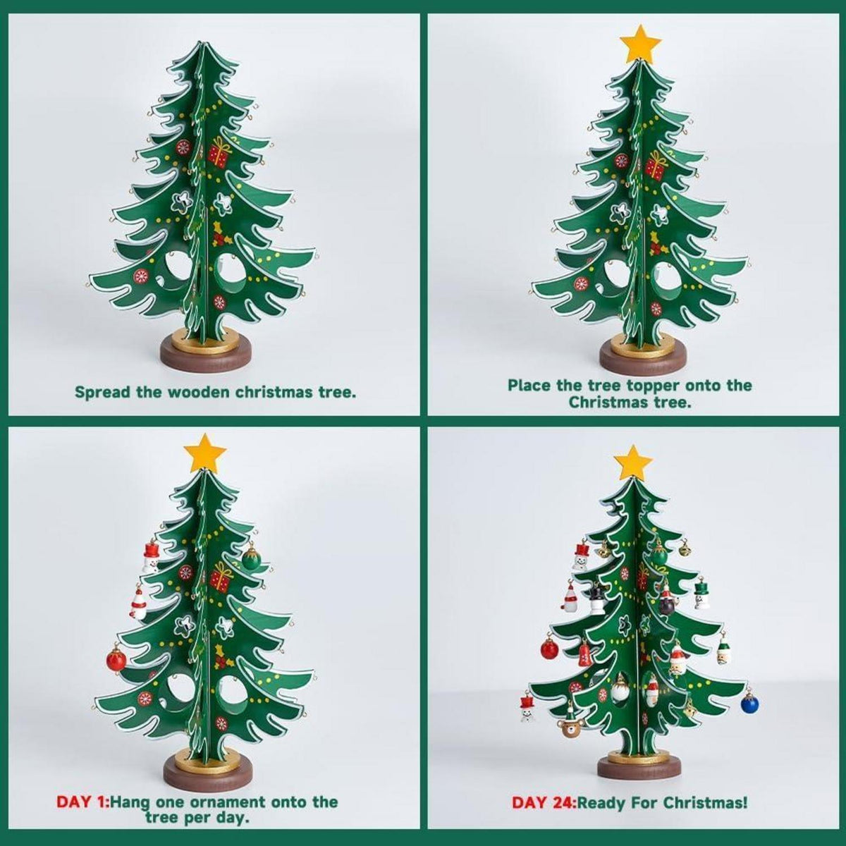 Advent Calendar with Mini Christmas Tree – 24-Day DIY Countdown with 30 Hand-Painted Ornaments for Kids