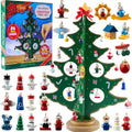 Advent Calendar with Wooden Christmas Tree – 24-Day Countdown, 28 Ornaments & Star Topper for Kids