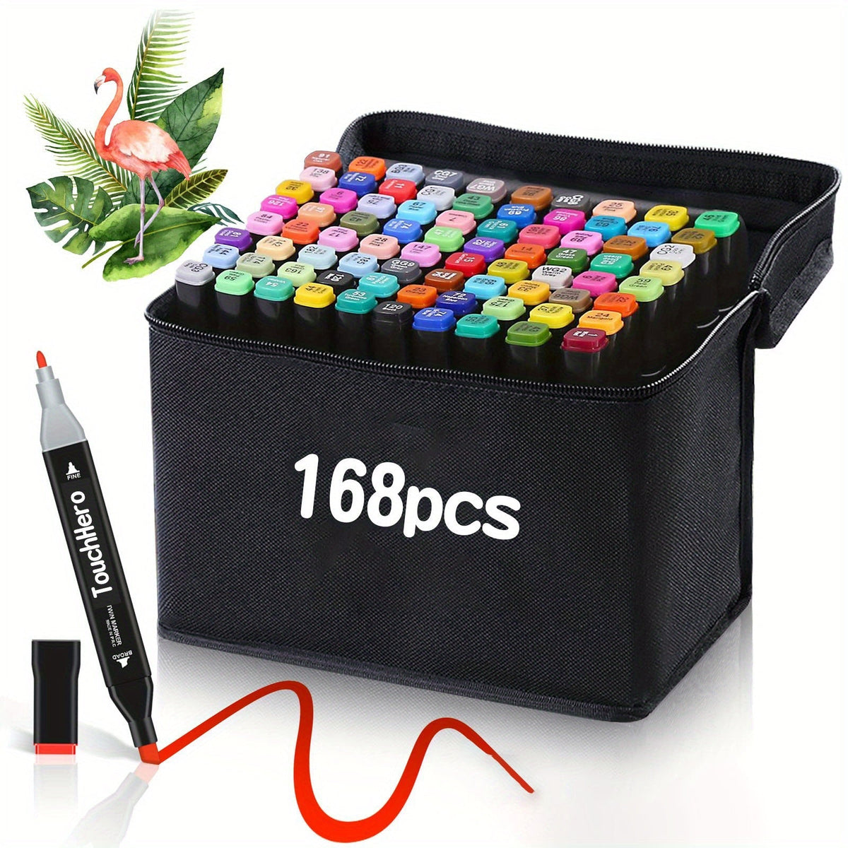 Alcohol Marker Set – 168 Colours with Dual Tips in Carry Case