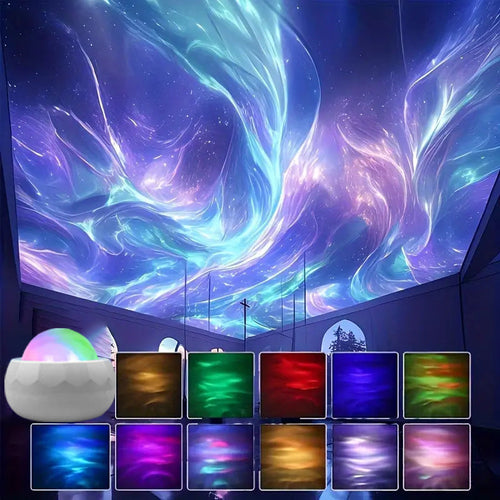 Aurora Projector Lamp – Northern Lights & Water Ripple, USB