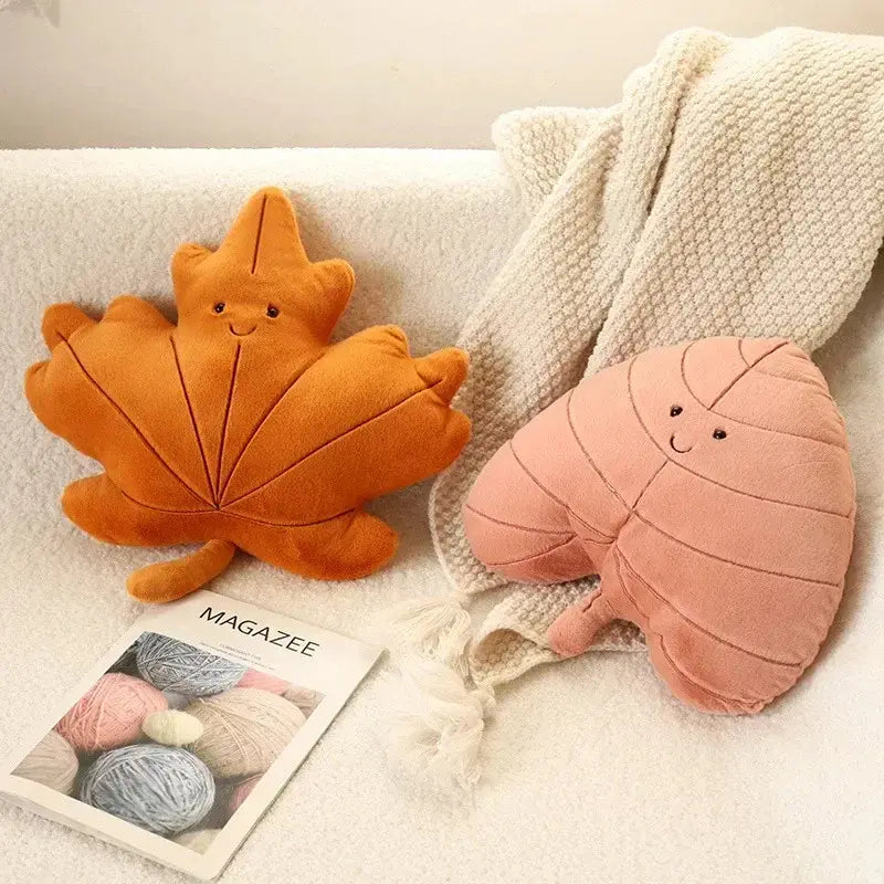 Autumn Leaf Cushion – Square Decorative Throw Pillow in Warm Tones