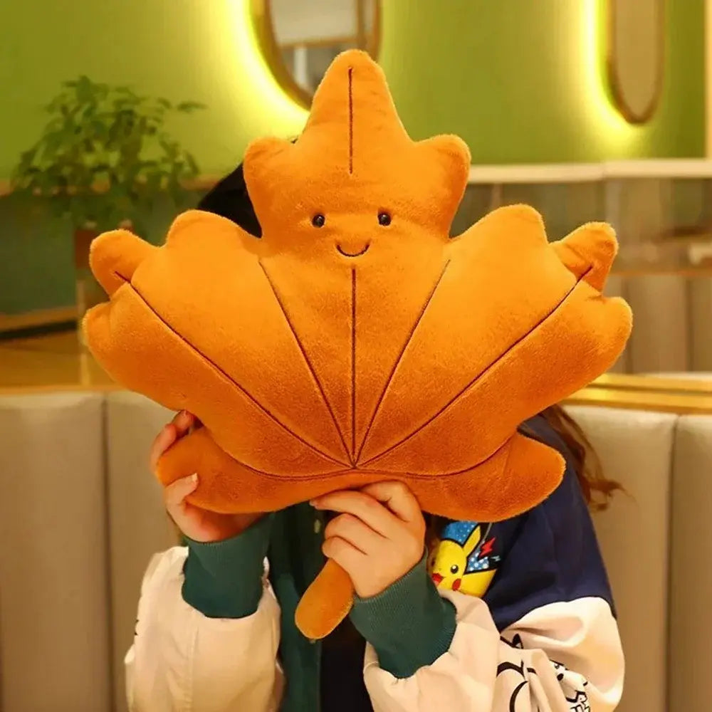 Autumn Leaf Cushion – Square Decorative Throw Pillow in Warm Tones