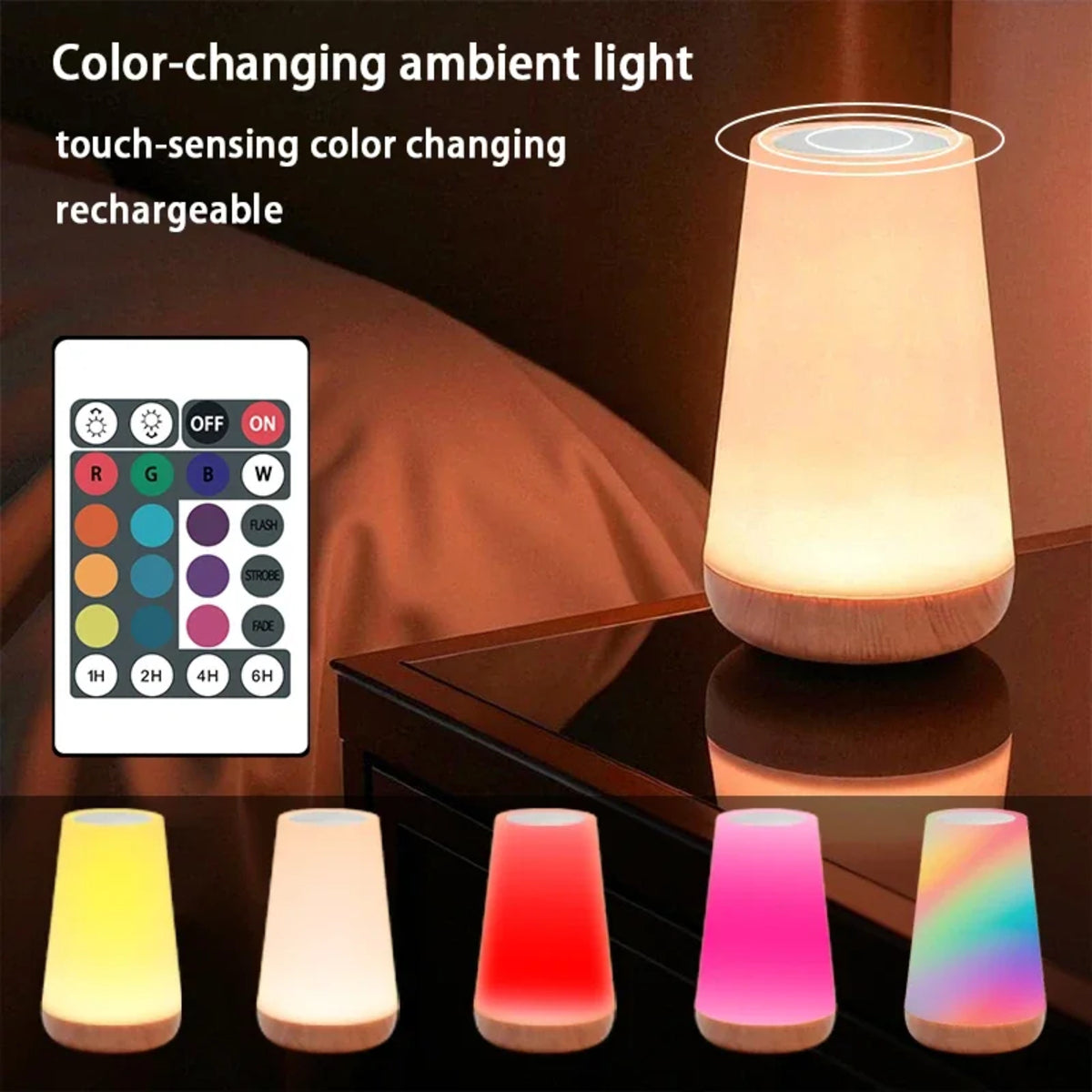 Bedside Table Lamp – USB Rechargeable, Remote & Dimming