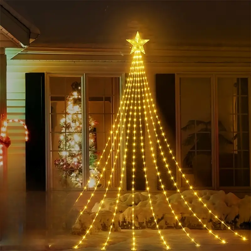Christmas Waterfall Lights – Solar Powered Cascading Outdoor Lights