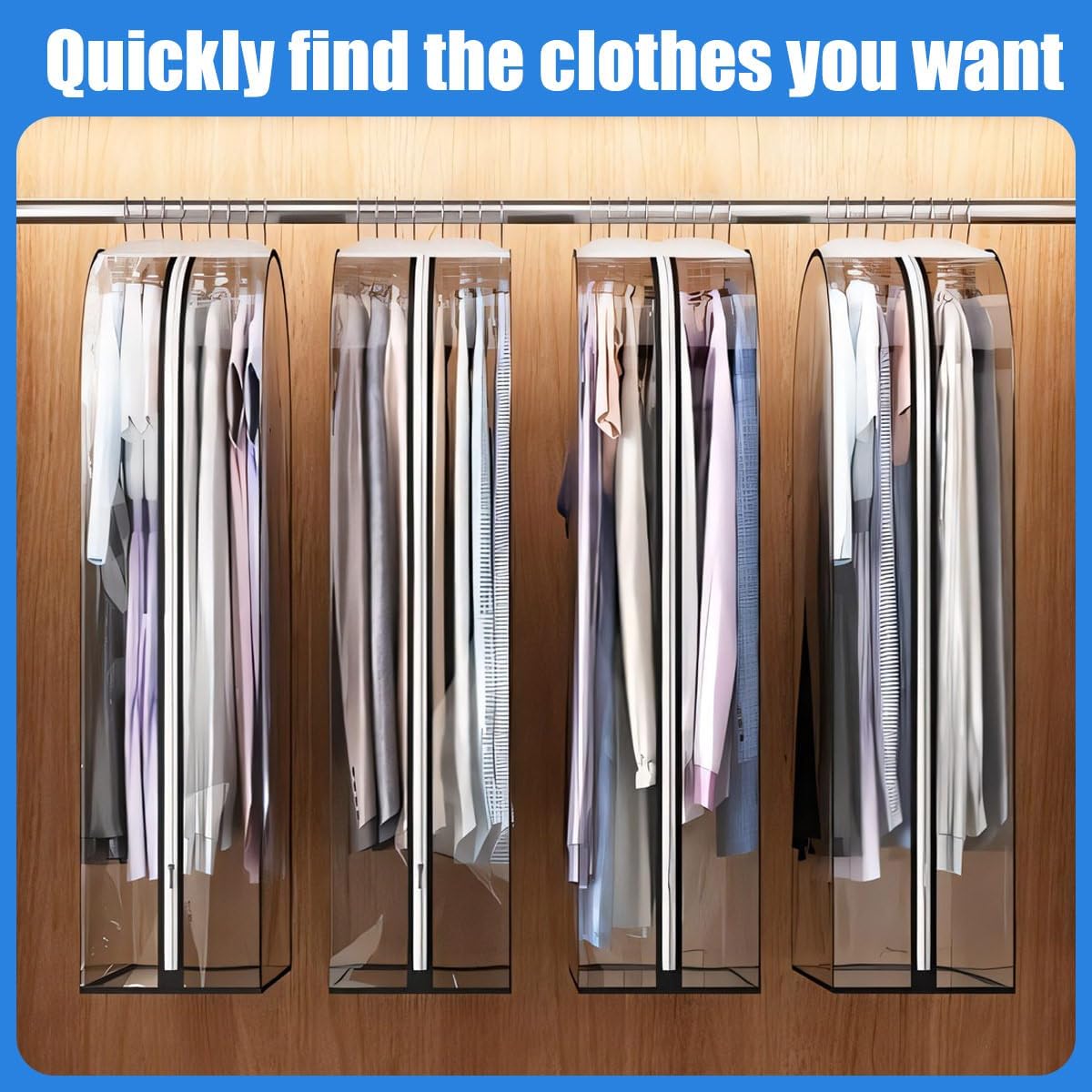 Clear Garment Covers – Side-Zip Gusseted Suit and Dress Protectors 6-Pack
