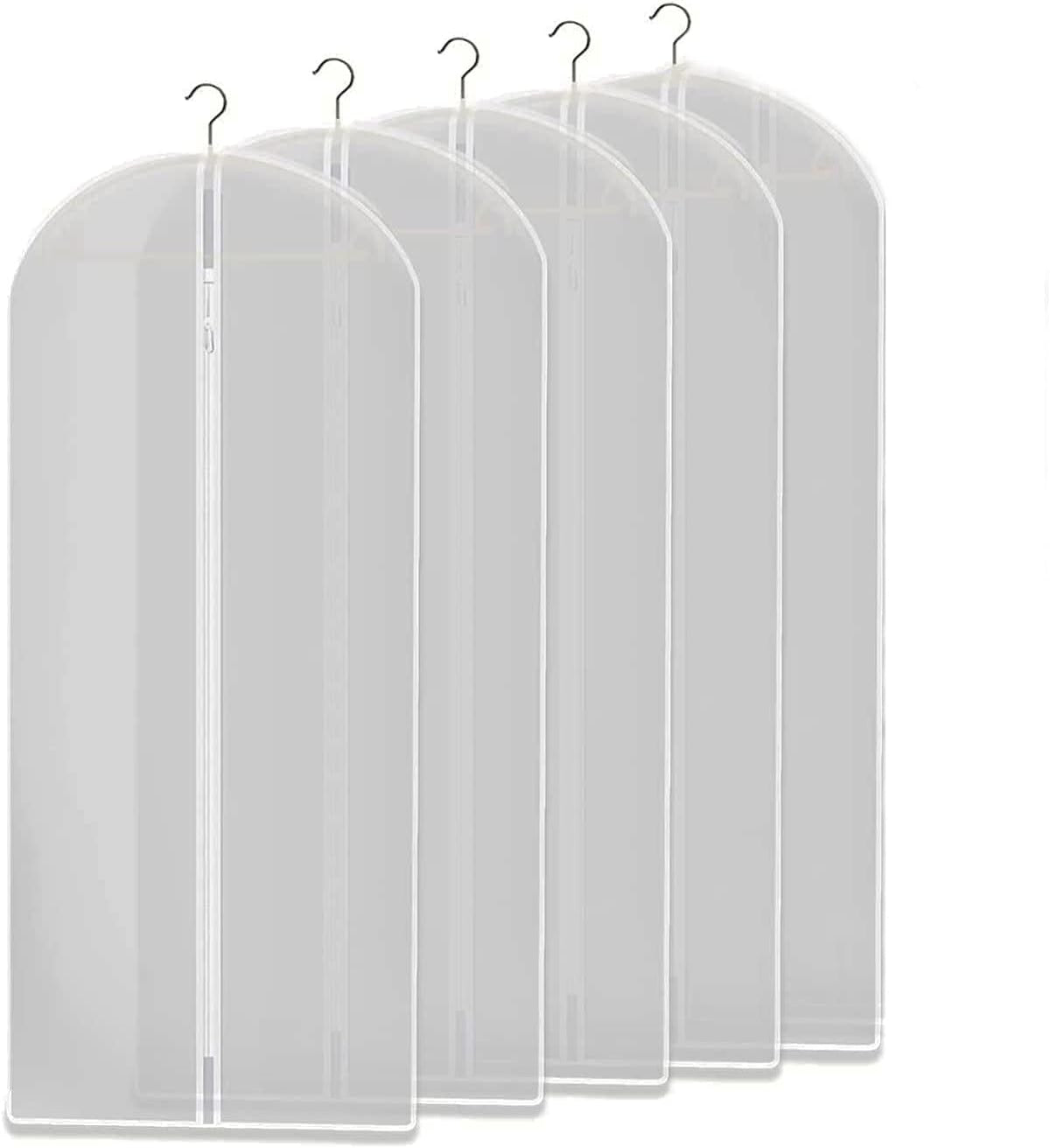 Clear Garment Storage Bags – Breathable Full-Zip Hanging Covers Set of 5