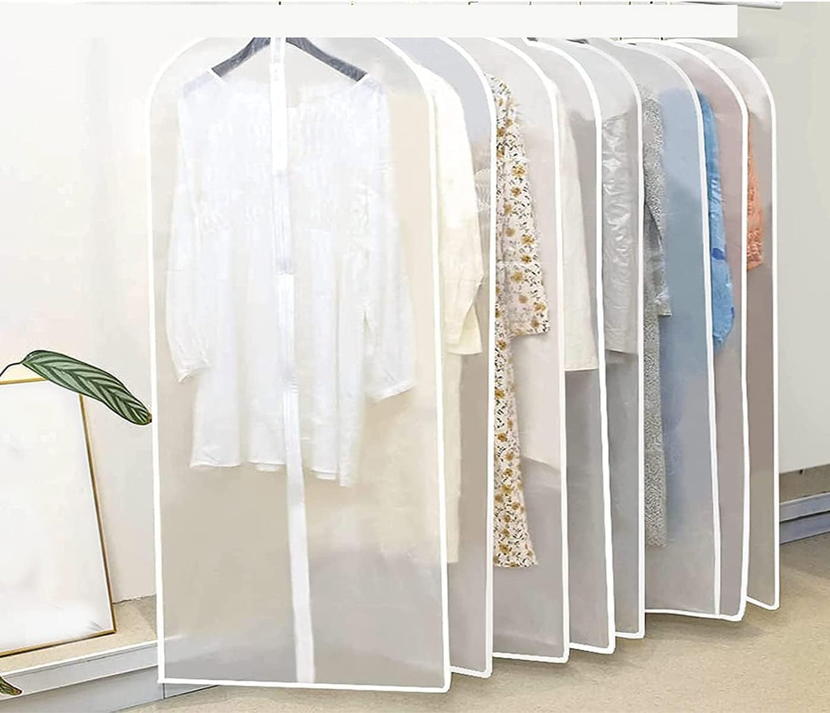 Clear Garment Storage Bags – Breathable Full-Zip Hanging Covers Set of 5