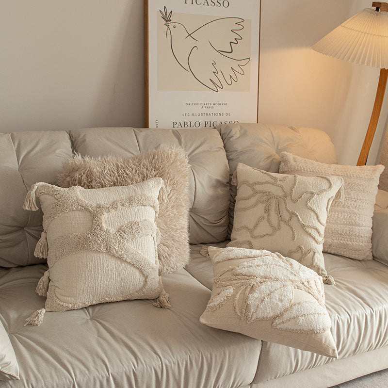 Cosy Throw Pillow Cover – Textured Beige, Single or Set of 5