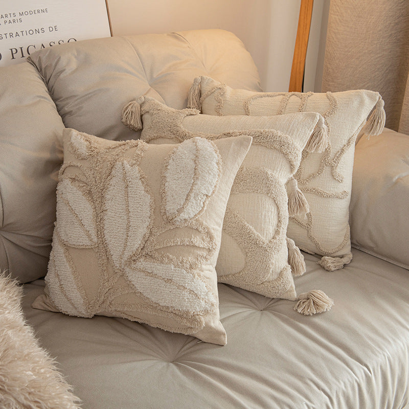 Cosy Throw Pillow Cover – Textured Beige, Single or Set of 5