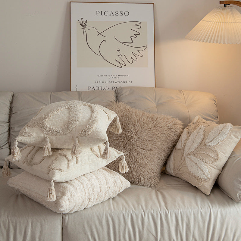 Cosy Throw Pillow Cover – Textured Beige, Single or Set of 5