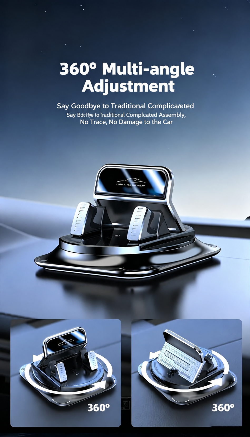 Dashboard Phone Holder – 360° Rotating Non-Slip Car Stand
