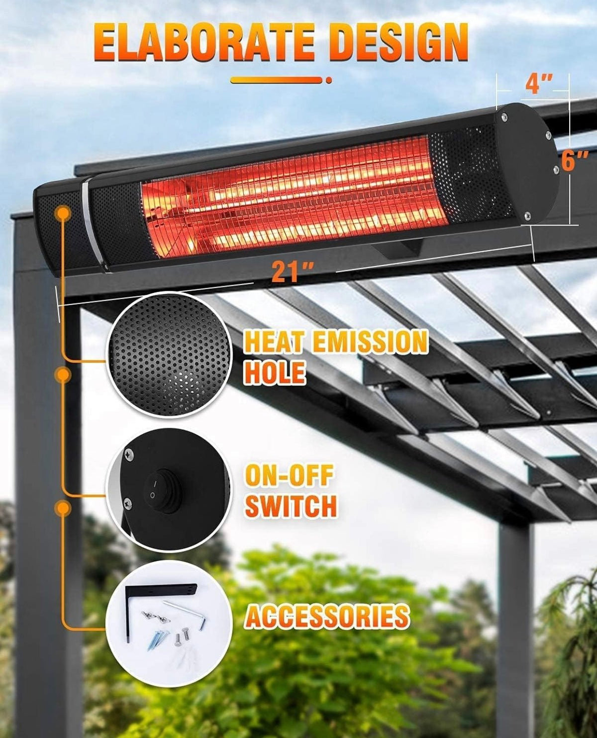 Electric Patio Heater – 1500W Infrared with Remote