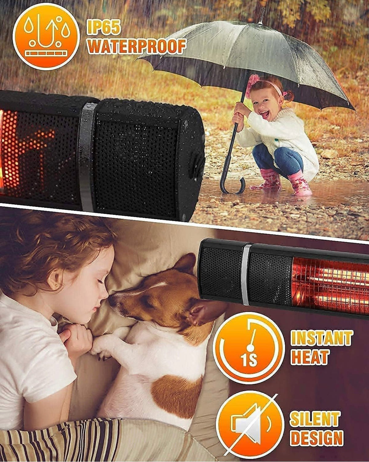 Electric Patio Heater – 1500W Infrared with Remote