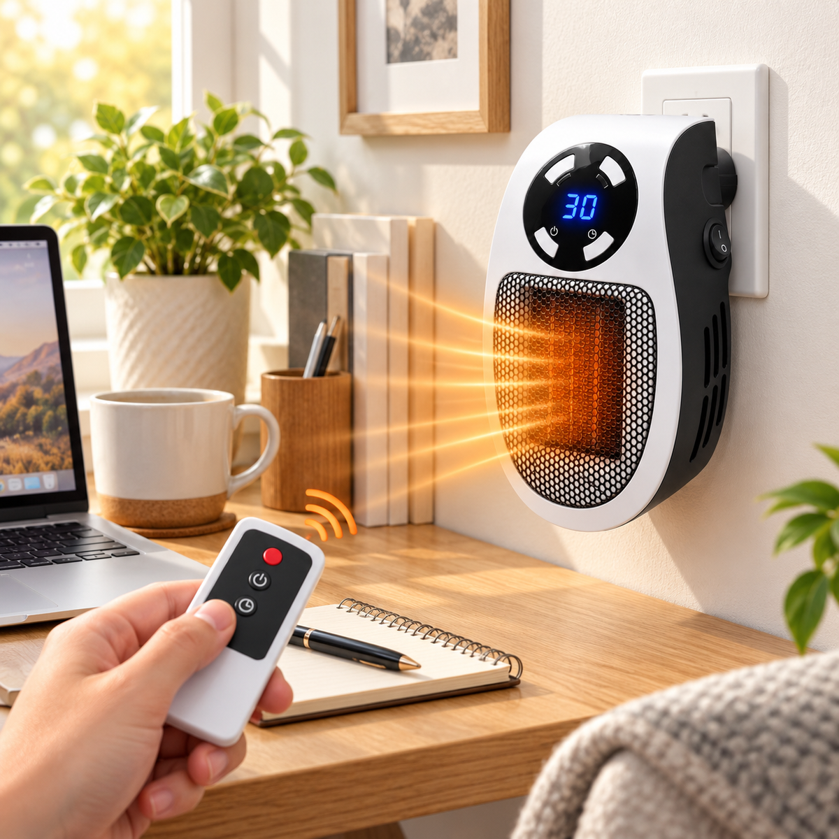 Electric Space Heater – Compact Plug-In Room Heater with Remote Control