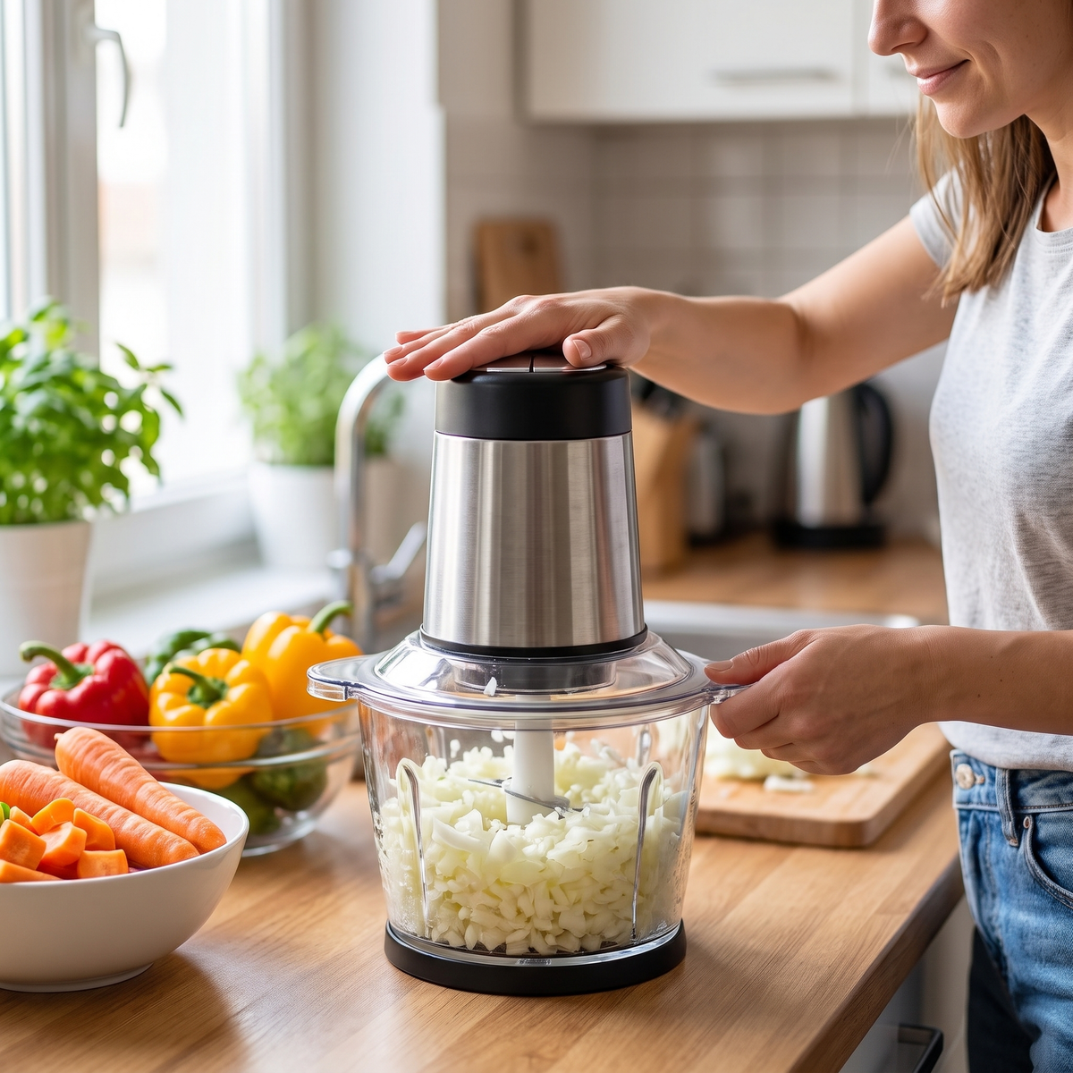 Electric Vegetable Chopper – Fast One-Touch Food Prep