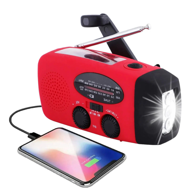 Emergency Radio with Power Bank – Hand-Crank & Solar with Torch