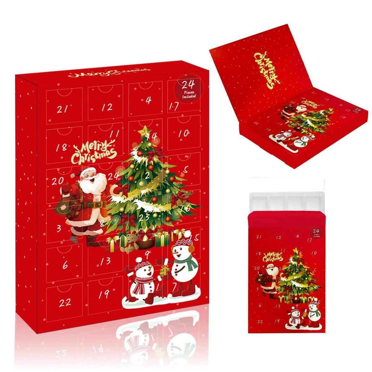 Fillable Advent Calendar with 24 Gift Boxes – Red Christmas Boxes with Window for Kids & Adults