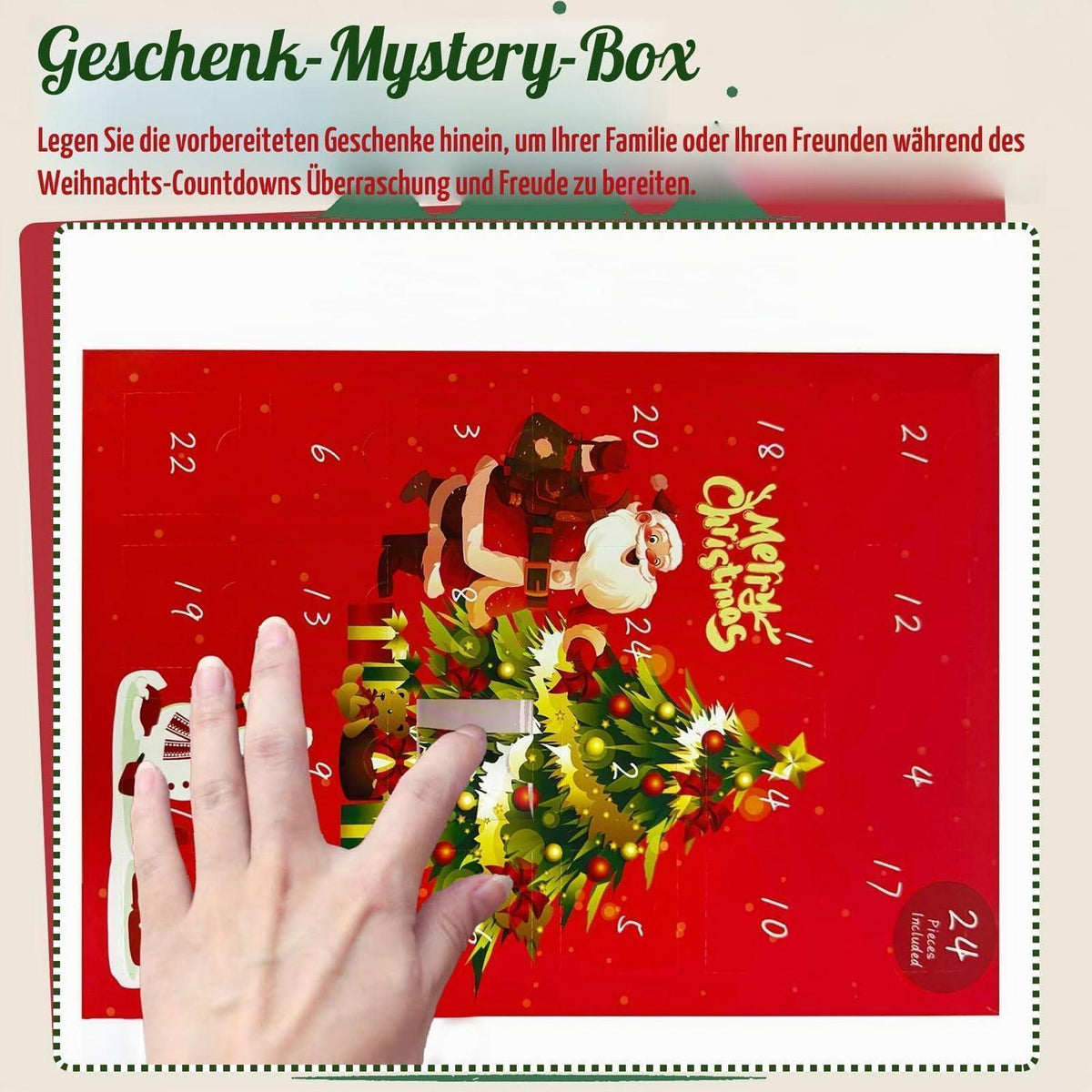 Fillable Advent Calendar with 24 Gift Boxes – Red Christmas Boxes with Window for Kids & Adults