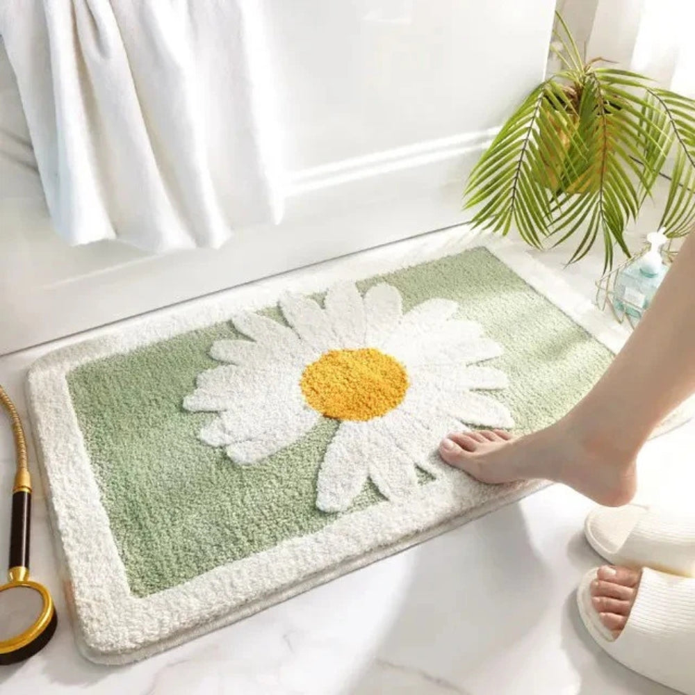 Floral Bath Mat – Plush Microfibre, Non-Slip