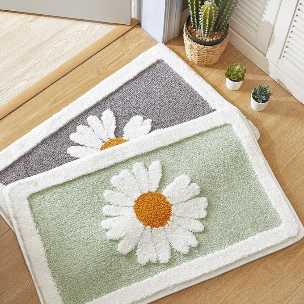 Floral Bath Mat – Plush Microfibre, Non-Slip