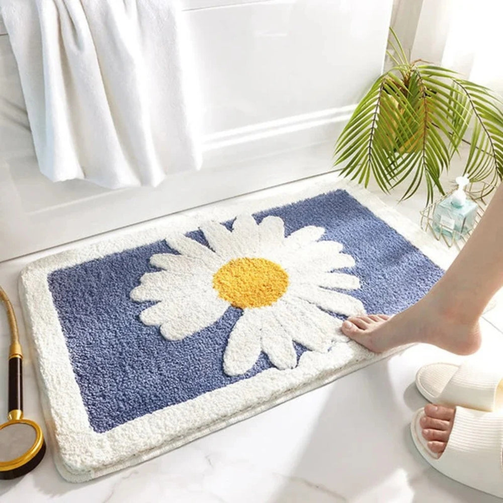 Floral Bath Mat – Plush Microfibre, Non-Slip