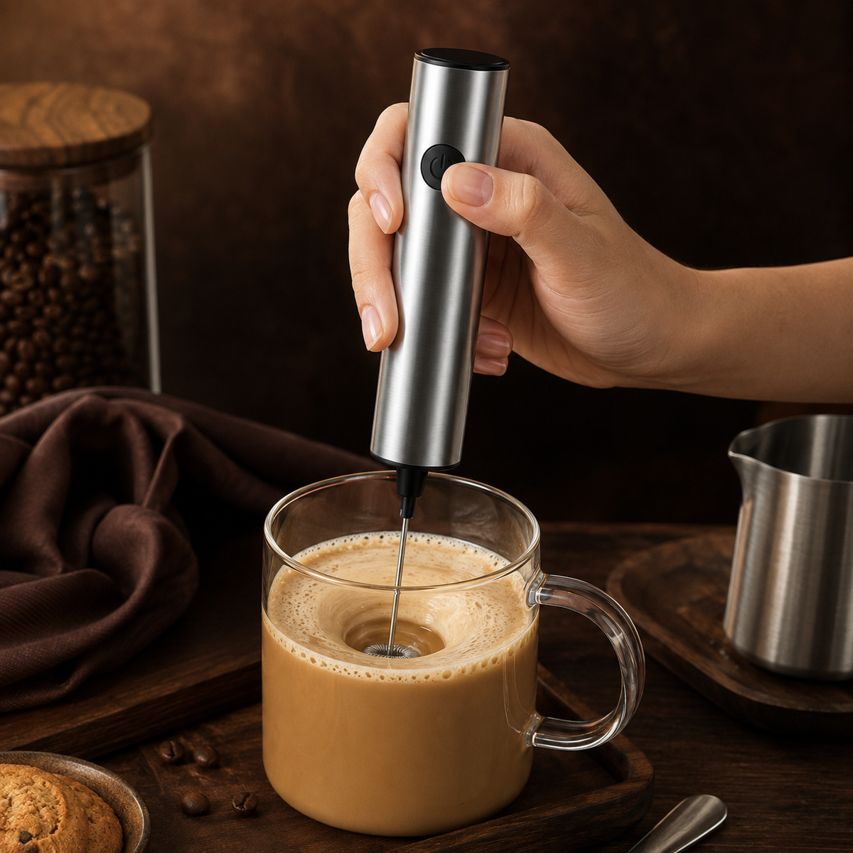 Handheld Milk Frother – Battery Whisk for Coffee & Matcha