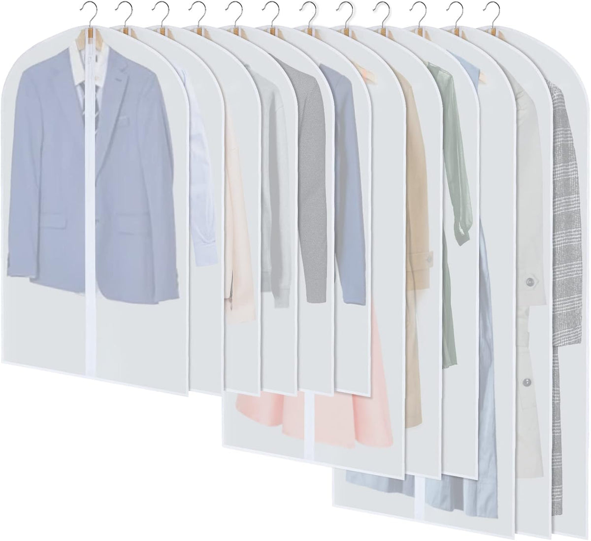 Hanging Garment Covers – Full-Length Zip Anti-Dust Wardrobe Bags 24-Pack with Three Sizes Included