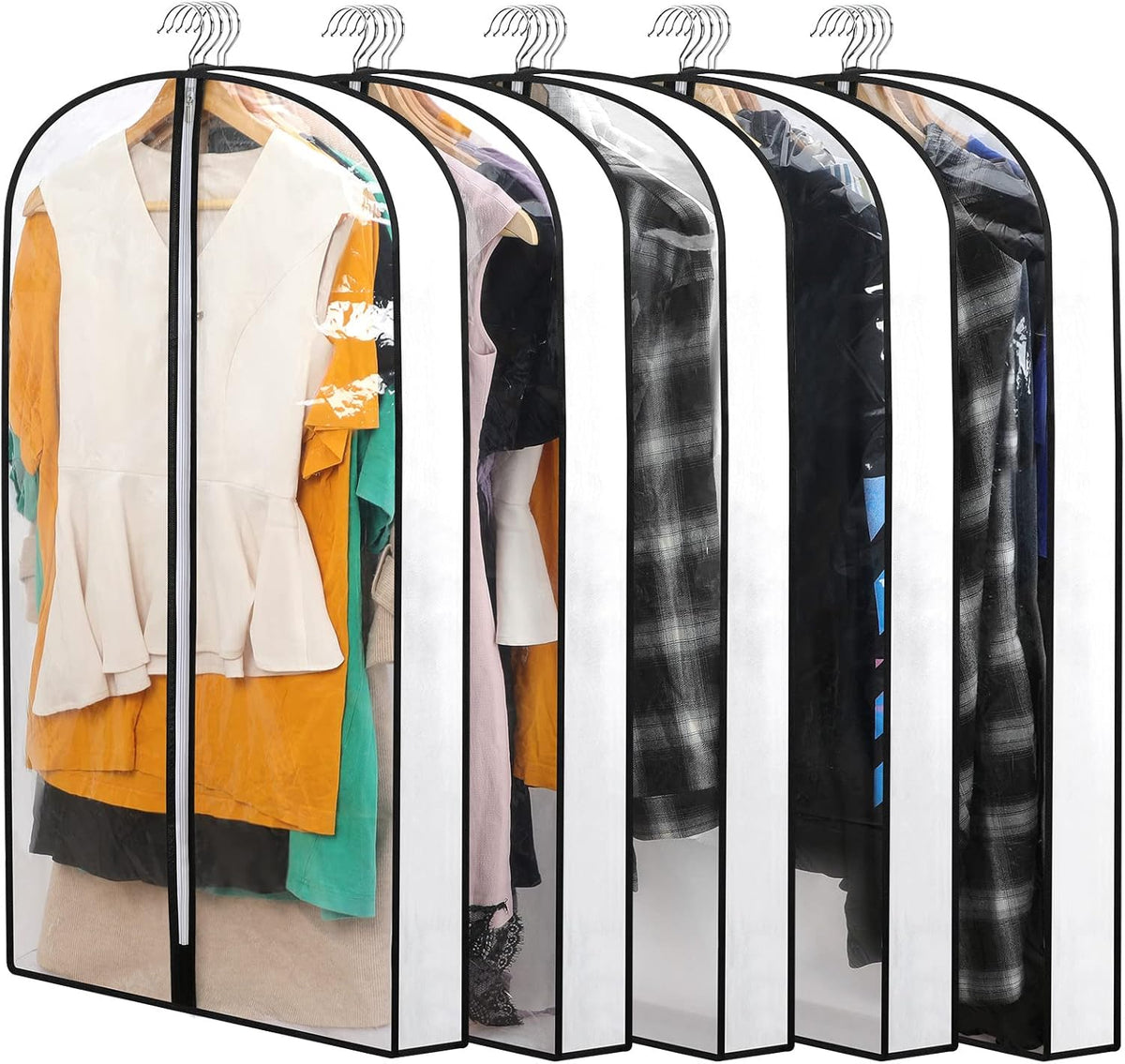 Hanging Garment Covers – Full-Length Zip Anti-Dust Wardrobe Bags 24-Pack with Three Sizes Included