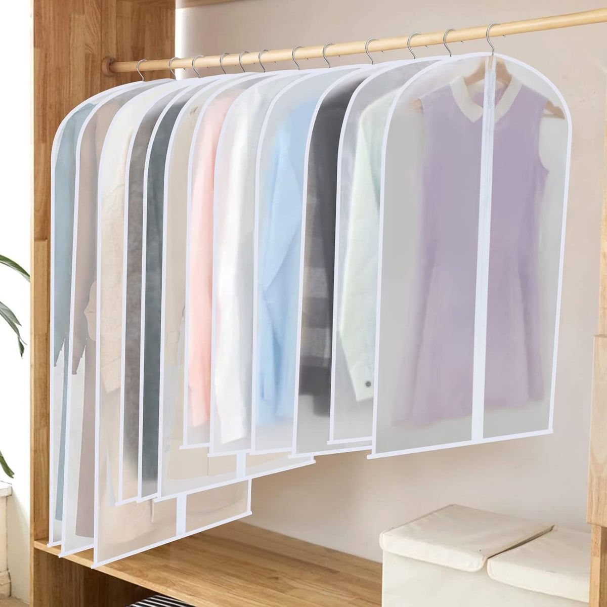 Hanging Garment Covers – Full-Length Zip Anti-Dust Wardrobe Bags 24-Pack with Three Sizes Included