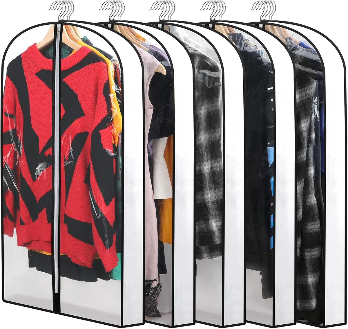 Hanging Garment Covers – Full-Length Zip Anti-Dust Wardrobe Bags 24-Pack with Three Sizes Included