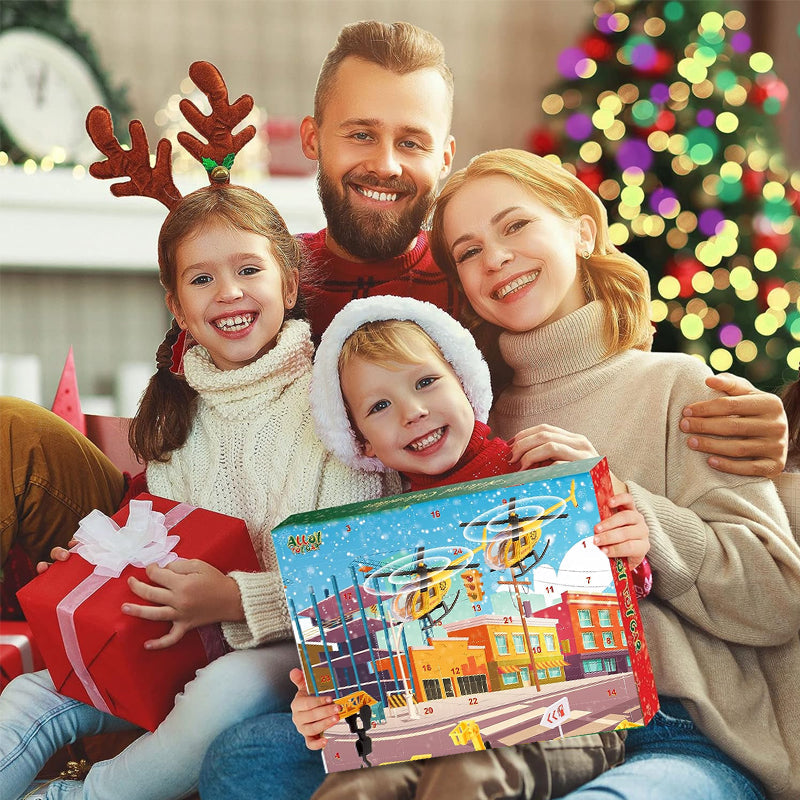 Kids Construction Advent Calendar – Trucks, Crane, Traffic Signs & Play Board, 24 Days