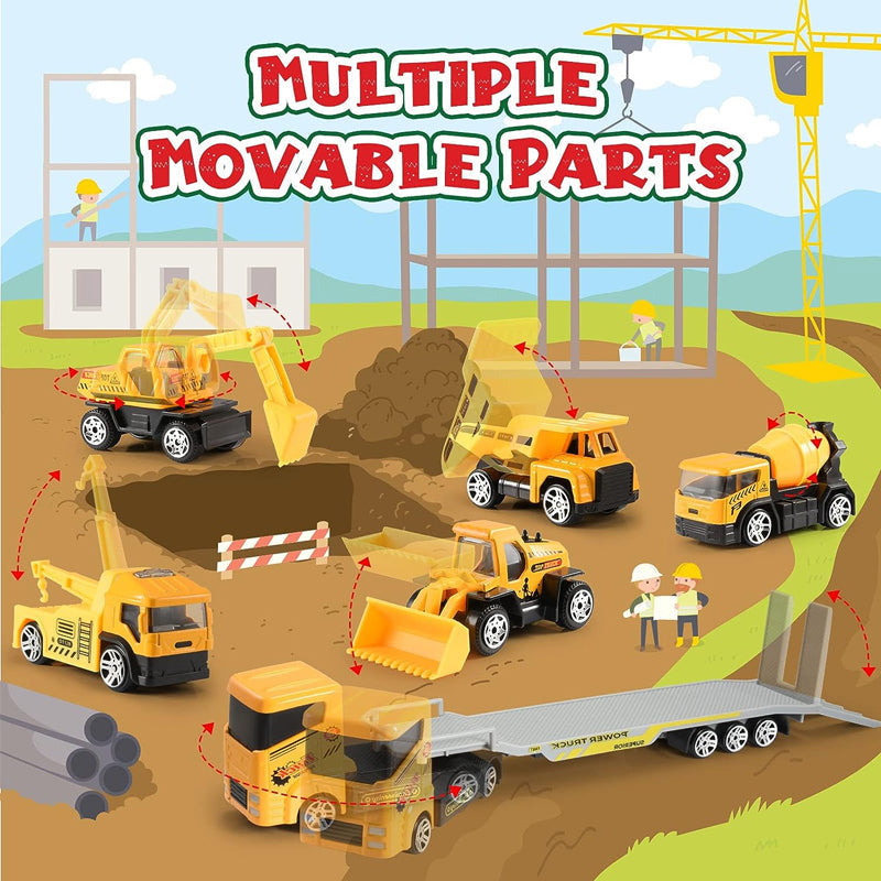 Kids Construction Advent Calendar – Trucks, Crane, Traffic Signs & Play Board, 24 Days